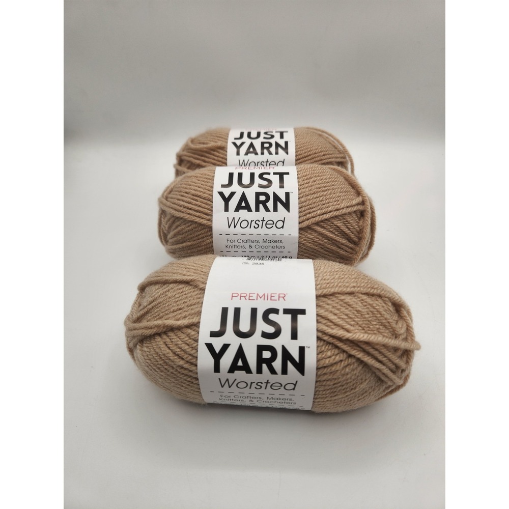 Premier Just Yarn Worsted Acrylic Lot of 3 skeins 131 Yds Parchment Same dye lot